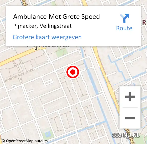 Locatie op kaart van de 112 melding: Ambulance Met Grote Spoed Naar Pijnacker, Veilingstraat op 17 oktober 2022 01:57