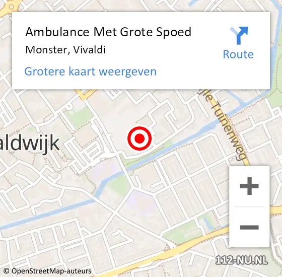 Locatie op kaart van de 112 melding: Ambulance Met Grote Spoed Naar Monster, Vivaldi op 17 oktober 2022 02:04