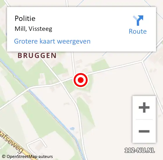 Locatie op kaart van de 112 melding: Politie Mill, Vissteeg op 17 oktober 2022 02:10