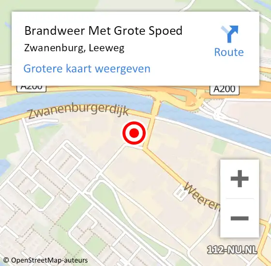 Locatie op kaart van de 112 melding: Brandweer Met Grote Spoed Naar Zwanenburg, Leeweg op 17 oktober 2022 02:52