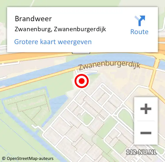 Locatie op kaart van de 112 melding: Brandweer Zwanenburg, Zwanenburgerdijk op 17 oktober 2022 03:04