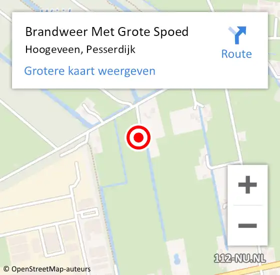 Locatie op kaart van de 112 melding: Brandweer Met Grote Spoed Naar Hoogeveen, Pesserdijk op 17 oktober 2022 03:07