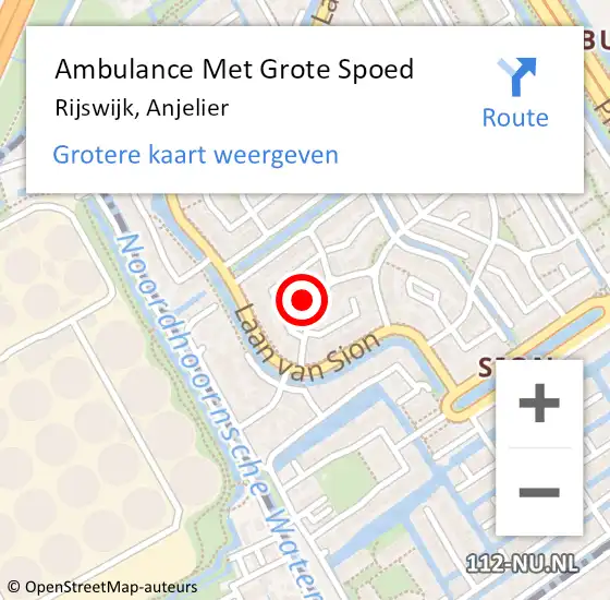 Locatie op kaart van de 112 melding: Ambulance Met Grote Spoed Naar Rijswijk, Anjelier op 17 oktober 2022 03:48