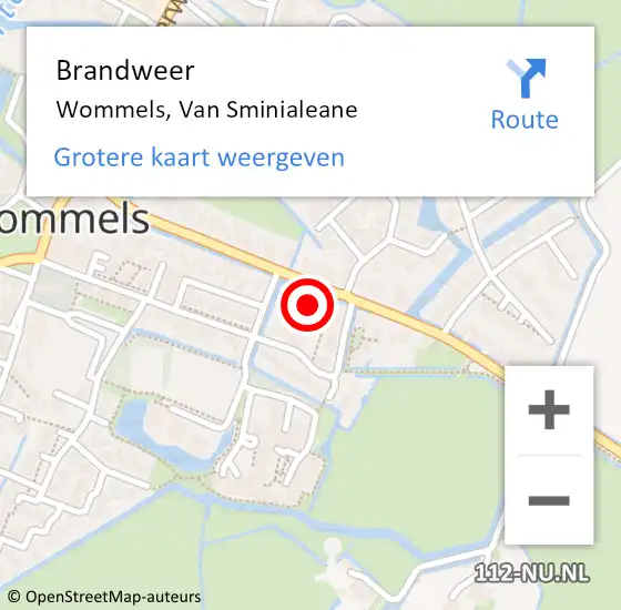 Locatie op kaart van de 112 melding: Brandweer Wommels, Van Sminialeane op 10 oktober 2013 09:58