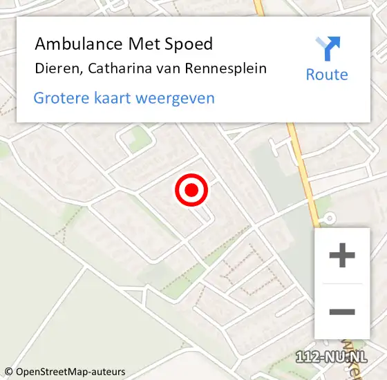 Locatie op kaart van de 112 melding: Ambulance Met Spoed Naar Dieren, Catharina van Rennesplein op 17 oktober 2022 04:21