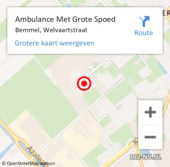 Locatie op kaart van de 112 melding: Ambulance Met Grote Spoed Naar Bemmel, Welvaartstraat op 17 oktober 2022 05:29