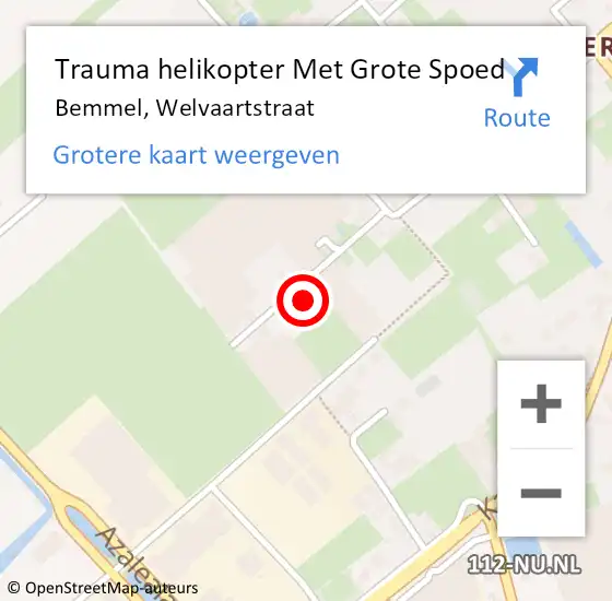 Locatie op kaart van de 112 melding: Trauma helikopter Met Grote Spoed Naar Bemmel, Welvaartstraat op 17 oktober 2022 05:30