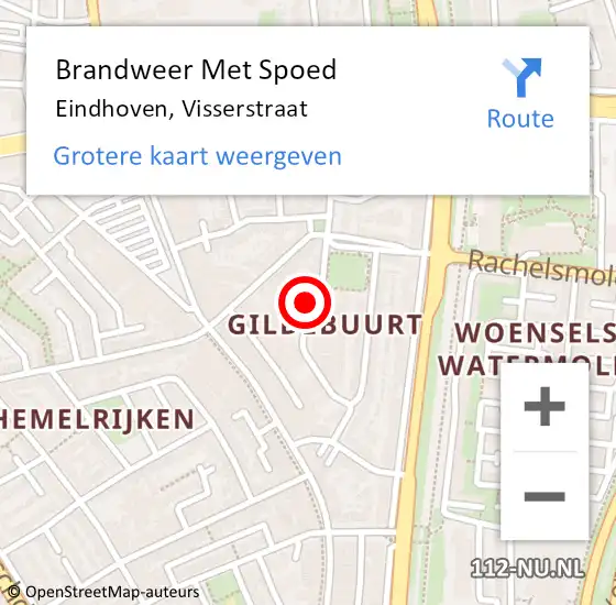 Locatie op kaart van de 112 melding: Brandweer Met Spoed Naar Eindhoven, Visserstraat op 17 oktober 2022 05:53