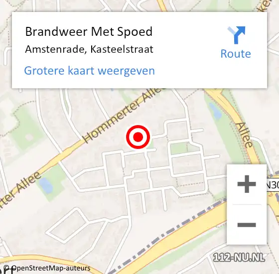 Locatie op kaart van de 112 melding: Brandweer Met Spoed Naar Amstenrade, Kasteelstraat op 17 oktober 2022 06:09