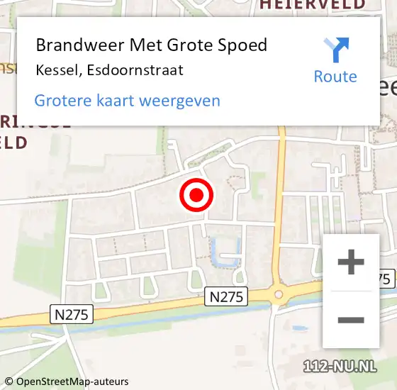 Locatie op kaart van de 112 melding: Brandweer Met Grote Spoed Naar Kessel, Esdoornstraat op 17 oktober 2022 06:26