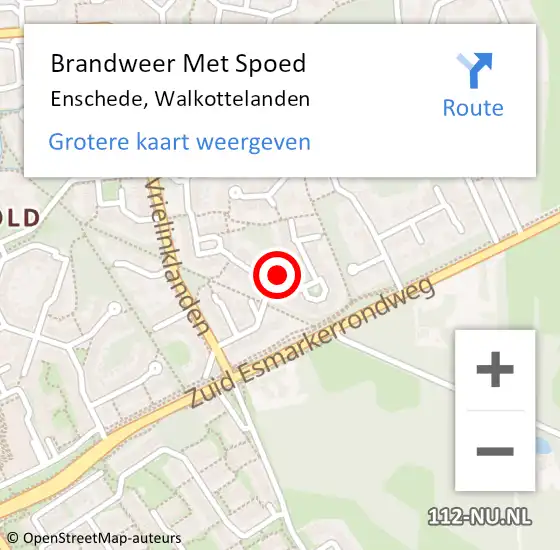 Locatie op kaart van de 112 melding: Brandweer Met Spoed Naar Enschede, Walkottelanden op 17 oktober 2022 06:37