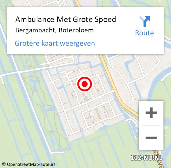 Locatie op kaart van de 112 melding: Ambulance Met Grote Spoed Naar Bergambacht, Boterbloem op 17 oktober 2022 07:00