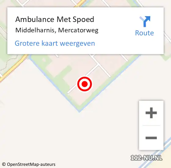 Locatie op kaart van de 112 melding: Ambulance Met Spoed Naar Middelharnis, Mercatorweg op 17 oktober 2022 07:10