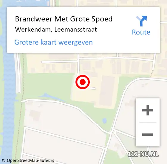 Locatie op kaart van de 112 melding: Brandweer Met Grote Spoed Naar Werkendam, Leemansstraat op 17 oktober 2022 07:12