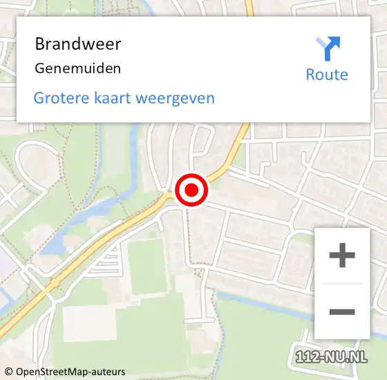 Locatie op kaart van de 112 melding: Brandweer Genemuiden op 17 oktober 2022 07:28