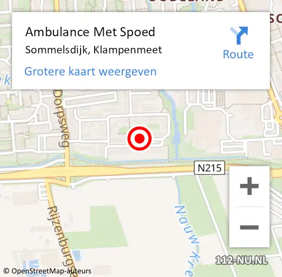 Locatie op kaart van de 112 melding: Ambulance Met Spoed Naar Sommelsdijk, Klampenmeet op 17 oktober 2022 07:36