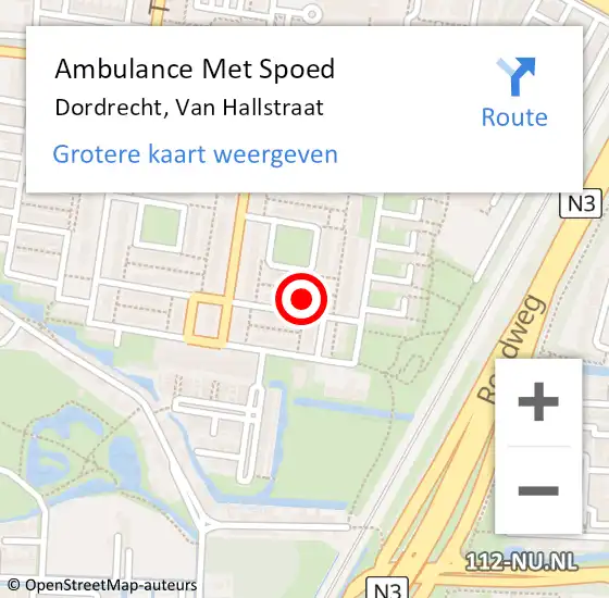 Locatie op kaart van de 112 melding: Ambulance Met Spoed Naar Dordrecht, Van Hallstraat op 17 oktober 2022 07:48