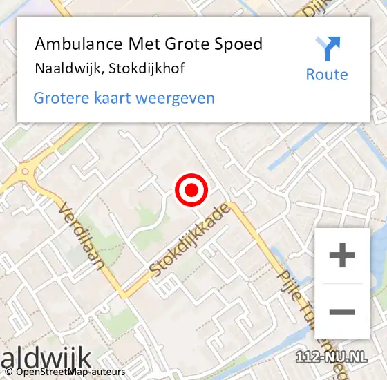 Locatie op kaart van de 112 melding: Ambulance Met Grote Spoed Naar Naaldwijk, Stokdijkhof op 17 oktober 2022 08:21