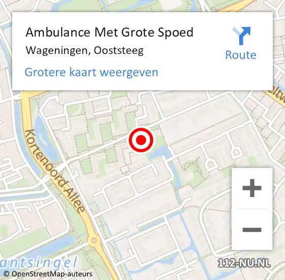 Locatie op kaart van de 112 melding: Ambulance Met Grote Spoed Naar Wageningen, Ooststeeg op 17 oktober 2022 08:38