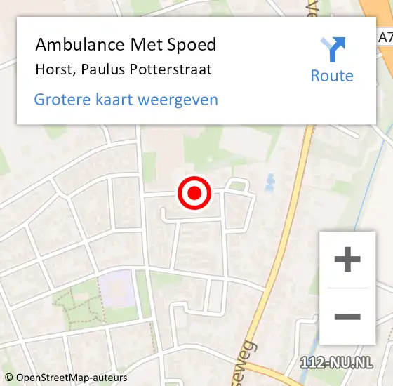 Locatie op kaart van de 112 melding: Ambulance Met Spoed Naar Horst, Paulus Potterstraat op 10 oktober 2013 10:00