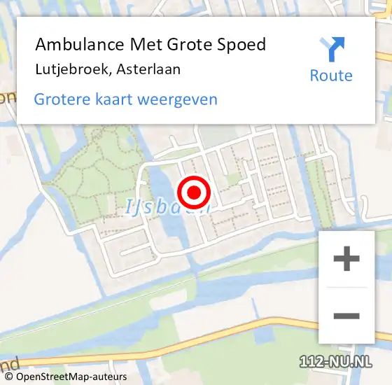 Locatie op kaart van de 112 melding: Ambulance Met Grote Spoed Naar Lutjebroek, Asterlaan op 17 oktober 2022 08:47