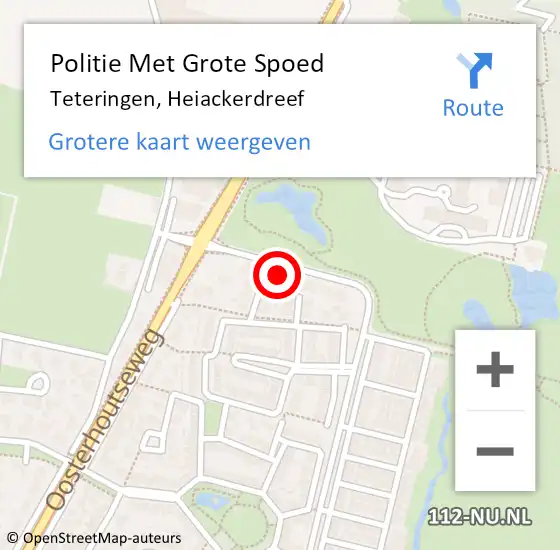 Locatie op kaart van de 112 melding: Politie Met Grote Spoed Naar Teteringen, Heiackerdreef op 17 oktober 2022 08:50