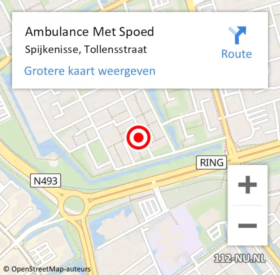 Locatie op kaart van de 112 melding: Ambulance Met Spoed Naar Spijkenisse, Tollensstraat op 17 oktober 2022 08:51