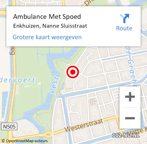 Locatie op kaart van de 112 melding: Ambulance Met Spoed Naar Enkhuizen, Nanne Sluisstraat op 17 oktober 2022 08:53