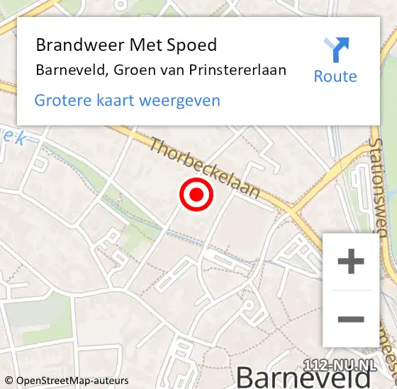 Locatie op kaart van de 112 melding: Brandweer Met Spoed Naar Barneveld, Groen van Prinstererlaan op 17 oktober 2022 08:54