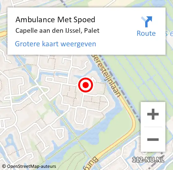 Locatie op kaart van de 112 melding: Ambulance Met Spoed Naar Capelle aan den IJssel, Palet op 17 oktober 2022 08:54