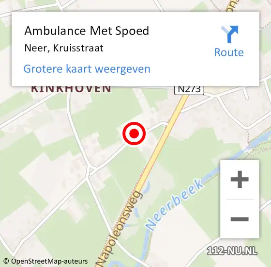 Locatie op kaart van de 112 melding: Ambulance Met Spoed Naar Neer, Kruisstraat op 17 oktober 2022 09:24