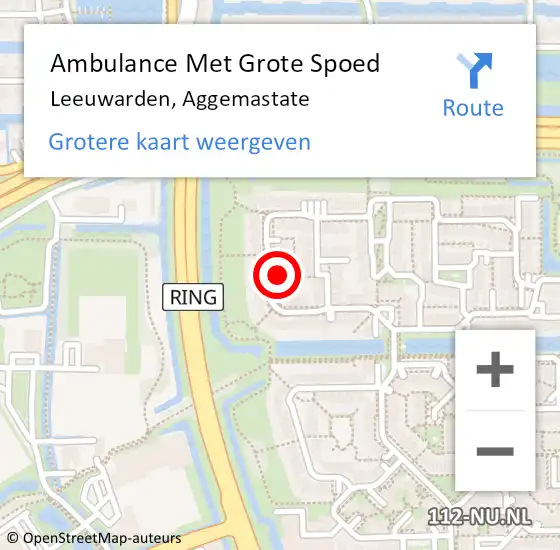 Locatie op kaart van de 112 melding: Ambulance Met Grote Spoed Naar Leeuwarden, Aggemastate op 17 oktober 2022 09:24