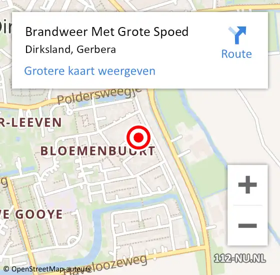 Locatie op kaart van de 112 melding: Brandweer Met Grote Spoed Naar Dirksland, Gerbera op 17 oktober 2022 09:52