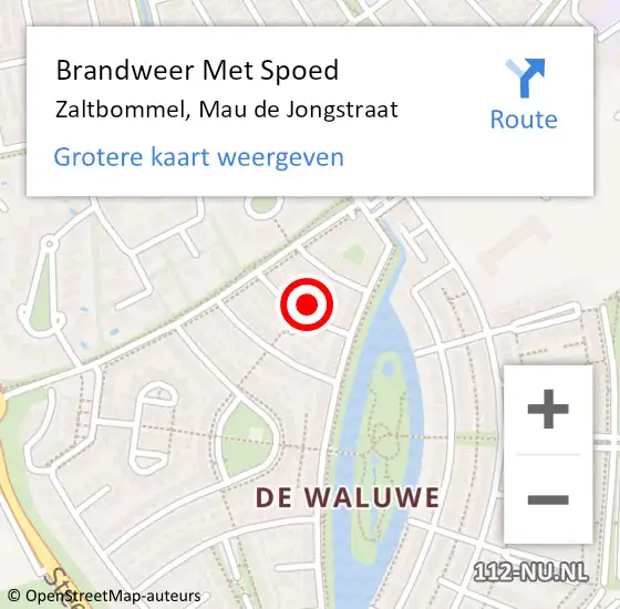 Locatie op kaart van de 112 melding: Brandweer Met Spoed Naar Zaltbommel, Mau de Jongstraat op 17 oktober 2022 10:16