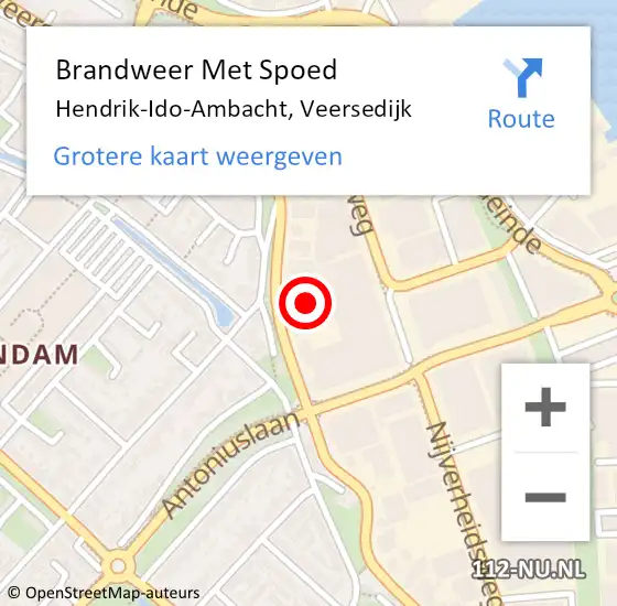 Locatie op kaart van de 112 melding: Brandweer Met Spoed Naar Hendrik-Ido-Ambacht, Veersedijk op 17 oktober 2022 10:17