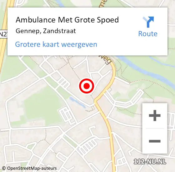 Locatie op kaart van de 112 melding: Ambulance Met Grote Spoed Naar Gennep, Zandstraat op 17 oktober 2022 10:27