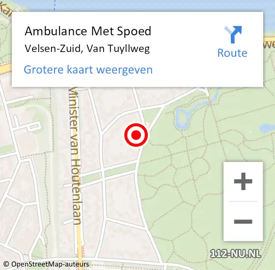 Locatie op kaart van de 112 melding: Ambulance Met Spoed Naar Velsen-Zuid, Van Tuyllweg op 17 oktober 2022 10:30