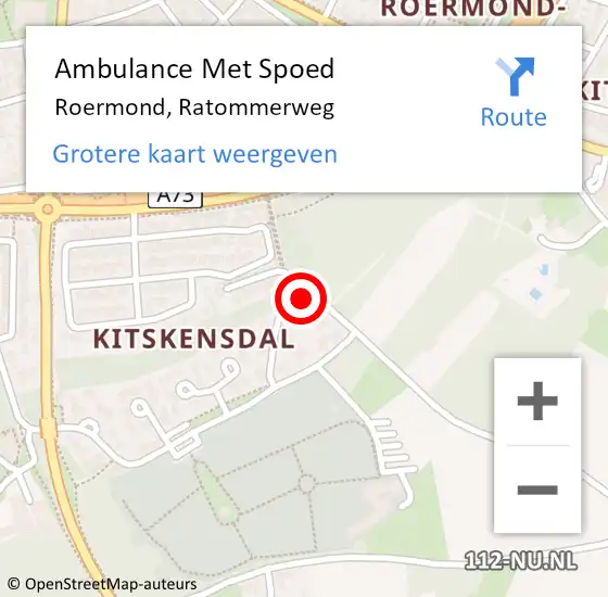 Locatie op kaart van de 112 melding: Ambulance Met Spoed Naar Roermond, Ratommerweg op 17 oktober 2022 10:35