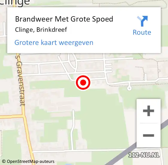 Locatie op kaart van de 112 melding: Brandweer Met Grote Spoed Naar Clinge, Brinkdreef op 17 oktober 2022 10:49