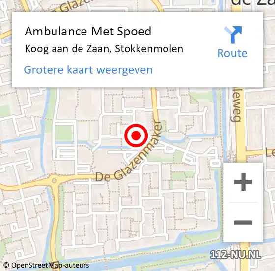 Locatie op kaart van de 112 melding: Ambulance Met Spoed Naar Koog aan de Zaan, Stokkenmolen op 17 oktober 2022 11:07