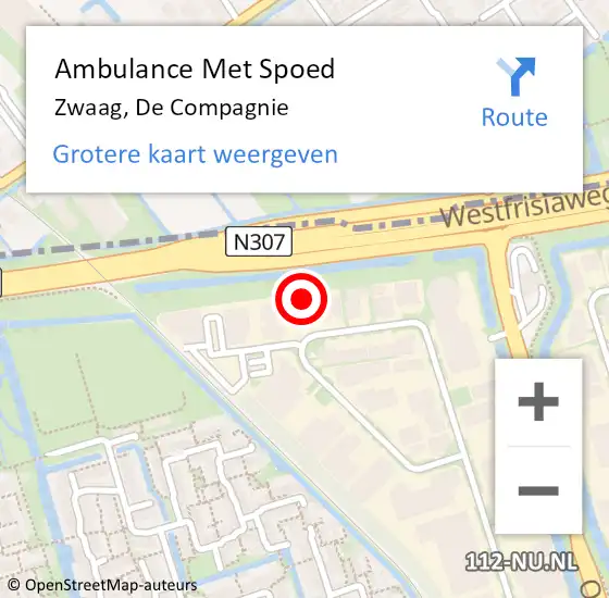 Locatie op kaart van de 112 melding: Ambulance Met Spoed Naar Zwaag, De Compagnie op 17 oktober 2022 11:16