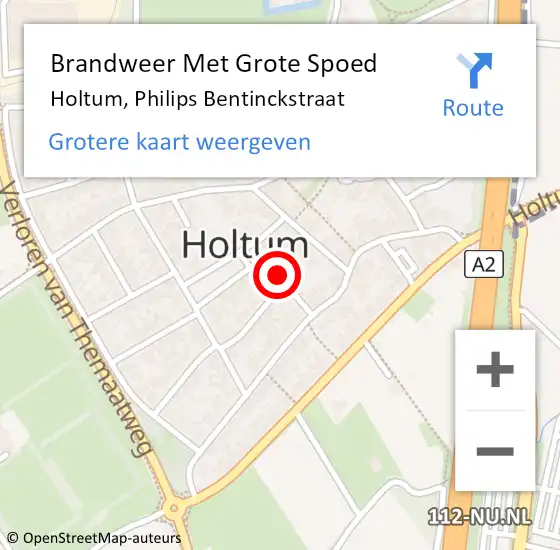 Locatie op kaart van de 112 melding: Brandweer Met Grote Spoed Naar Holtum, Philips Bentinckstraat op 17 oktober 2022 11:37