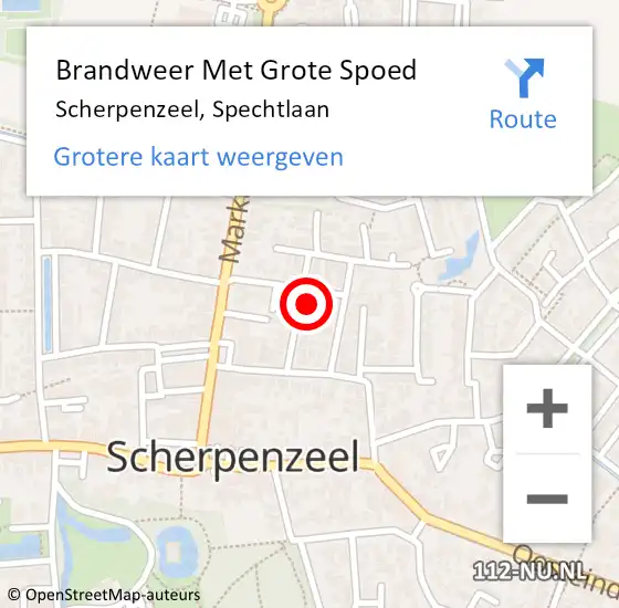 Locatie op kaart van de 112 melding: Brandweer Met Grote Spoed Naar Scherpenzeel, Spechtlaan op 17 oktober 2022 11:40