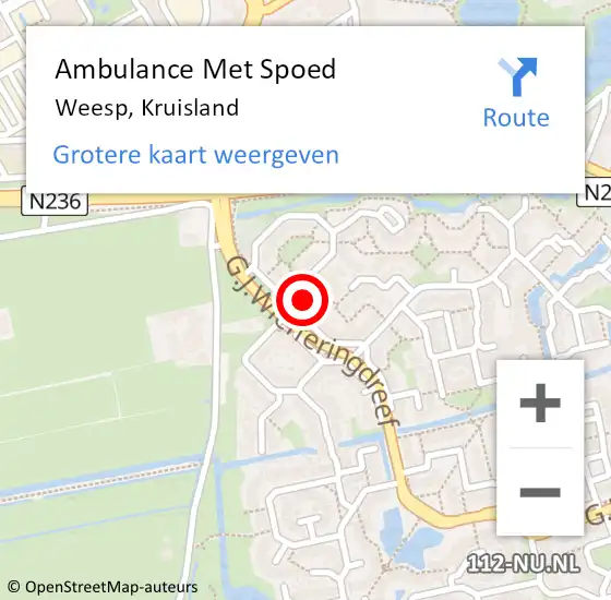 Locatie op kaart van de 112 melding: Ambulance Met Spoed Naar Weesp, Kruisland op 17 oktober 2022 11:54