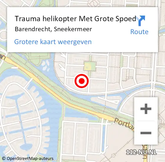 Locatie op kaart van de 112 melding: Trauma helikopter Met Grote Spoed Naar Barendrecht, Sneekermeer op 17 oktober 2022 11:56