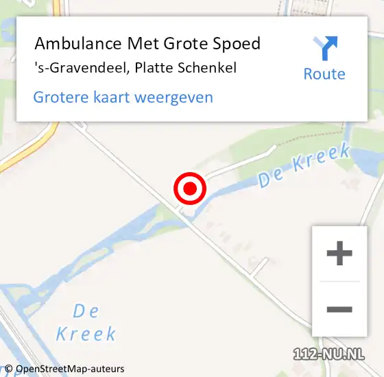 Locatie op kaart van de 112 melding: Ambulance Met Grote Spoed Naar 's-Gravendeel, Platte Schenkel op 17 oktober 2022 12:09