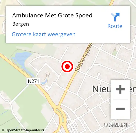 Locatie op kaart van de 112 melding: Ambulance Met Grote Spoed Naar Bergen op 17 oktober 2022 12:32