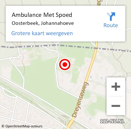 Locatie op kaart van de 112 melding: Ambulance Met Spoed Naar Oosterbeek, Johannahoeve op 17 oktober 2022 12:34