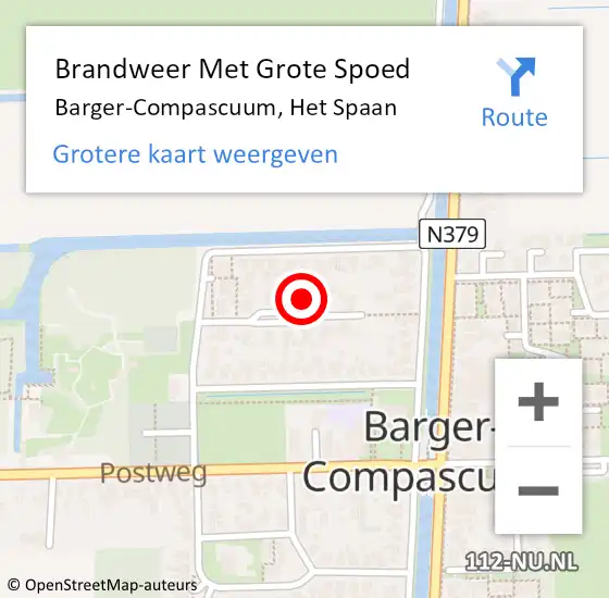 Locatie op kaart van de 112 melding: Brandweer Met Grote Spoed Naar Barger-Compascuum, Het Spaan op 17 oktober 2022 12:58