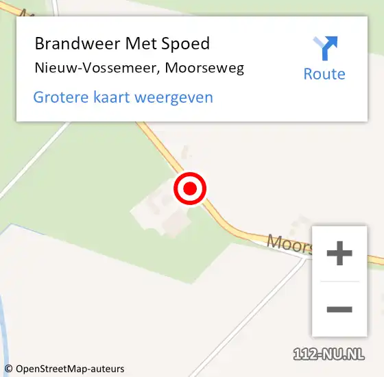 Locatie op kaart van de 112 melding: Brandweer Met Spoed Naar Nieuw-Vossemeer, Moorseweg op 1 augustus 2014 19:16